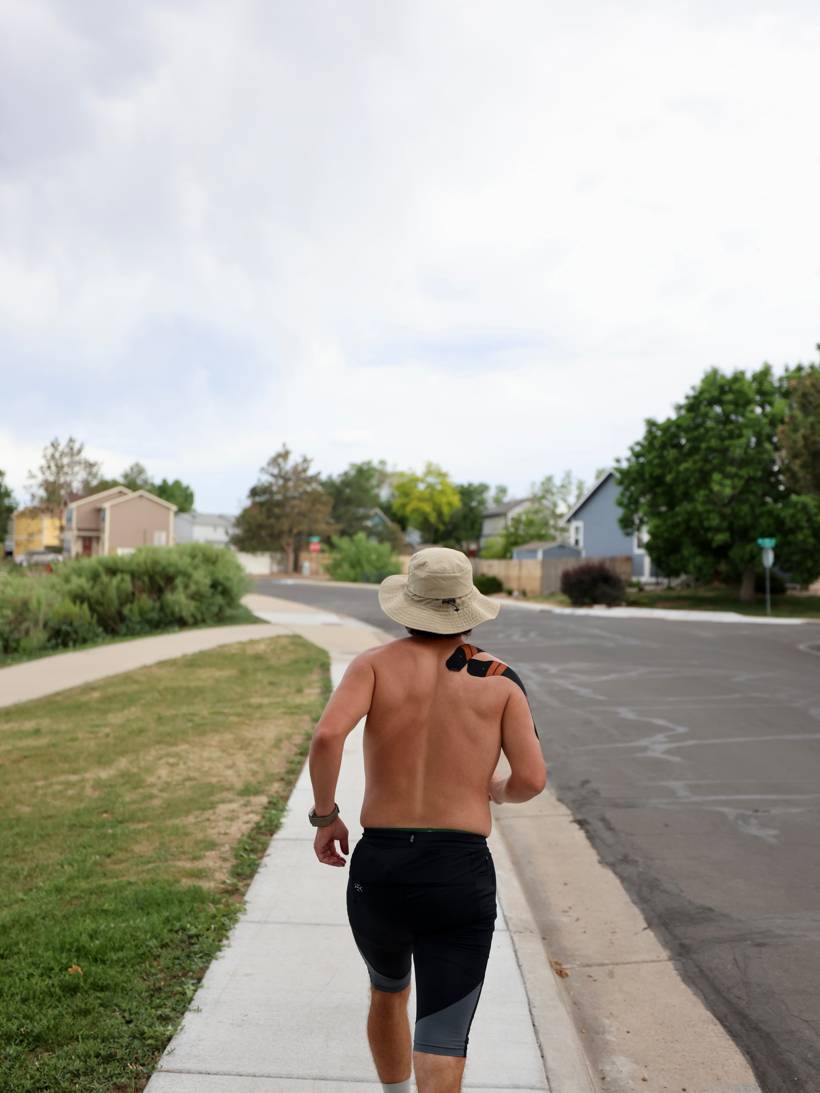 Carter Luense running away down the path